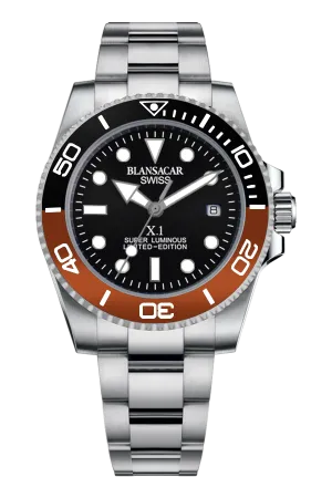 02-M0060-41SS-SUPER X1 (BLACK DIAL & BLACK-RED BEZEL)