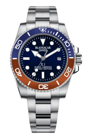 02-M0060-41SS-SUPER X1 (BLUE DIAL & BLUE-RED BEZEL)