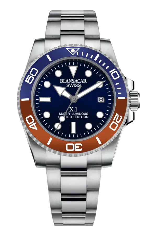 02-M0060-41SS-SUPER X1 (BLUE DIAL & BLUE-RED BEZEL)