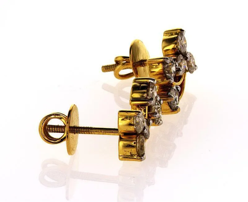 1 CT G-H Color Diamond Earrings 14k Yellow Gold Natural Round Cut Brilliant