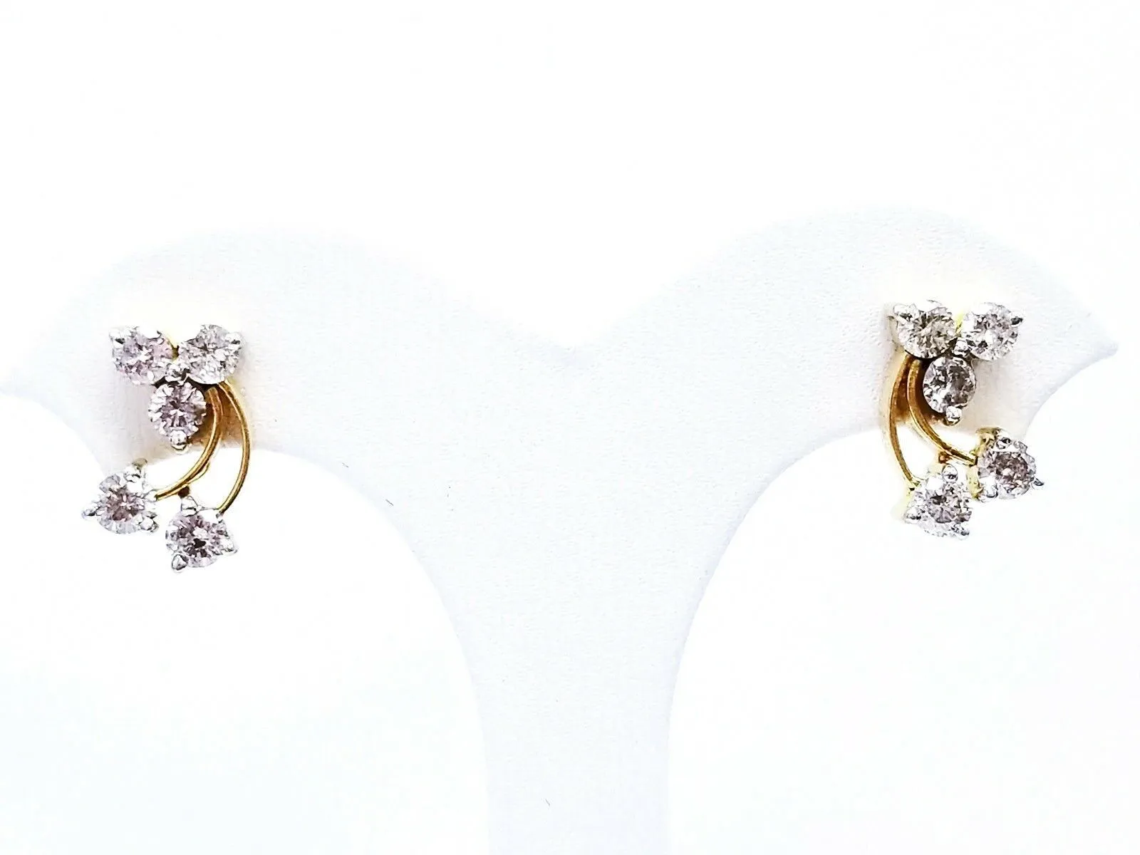 1 CT G-H Color Diamond Earrings 14k Yellow Gold Natural Round Cut Brilliant