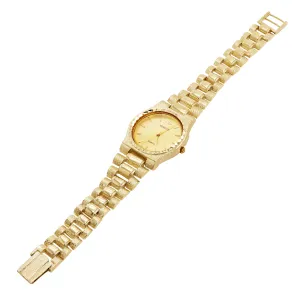 10k Yellow Gold Watch Link Wrist Band with Geneve Watch 7-7.5" 46.5 grams