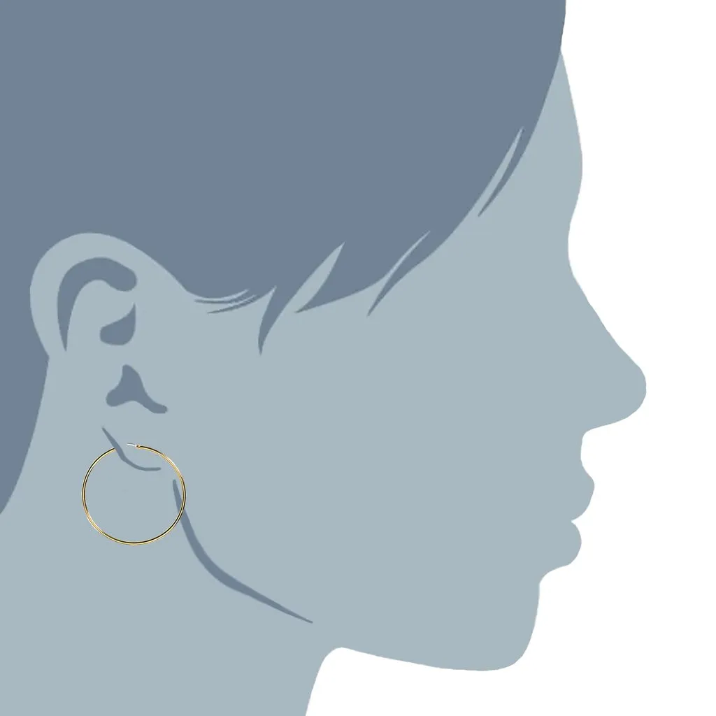 14K Yellow Gold 1.5MM Round Classic Hoops Earrings
