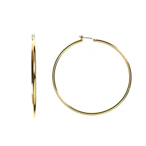 14K Yellow Gold 1.5MM Round Classic Hoops Earrings