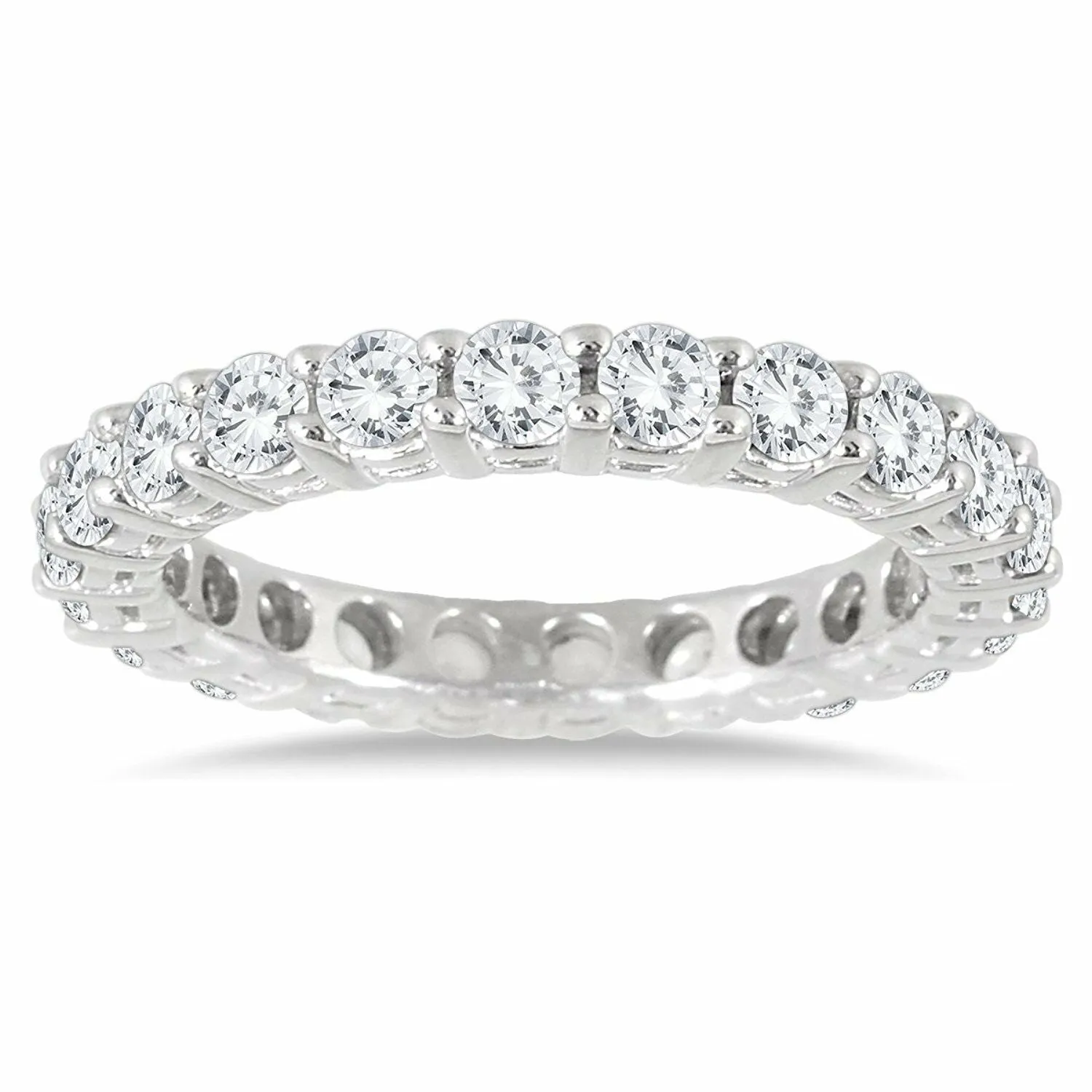 1.50 CTW Natural Diamond Eternity Band Ring Round Cut Certified 14k White Gold