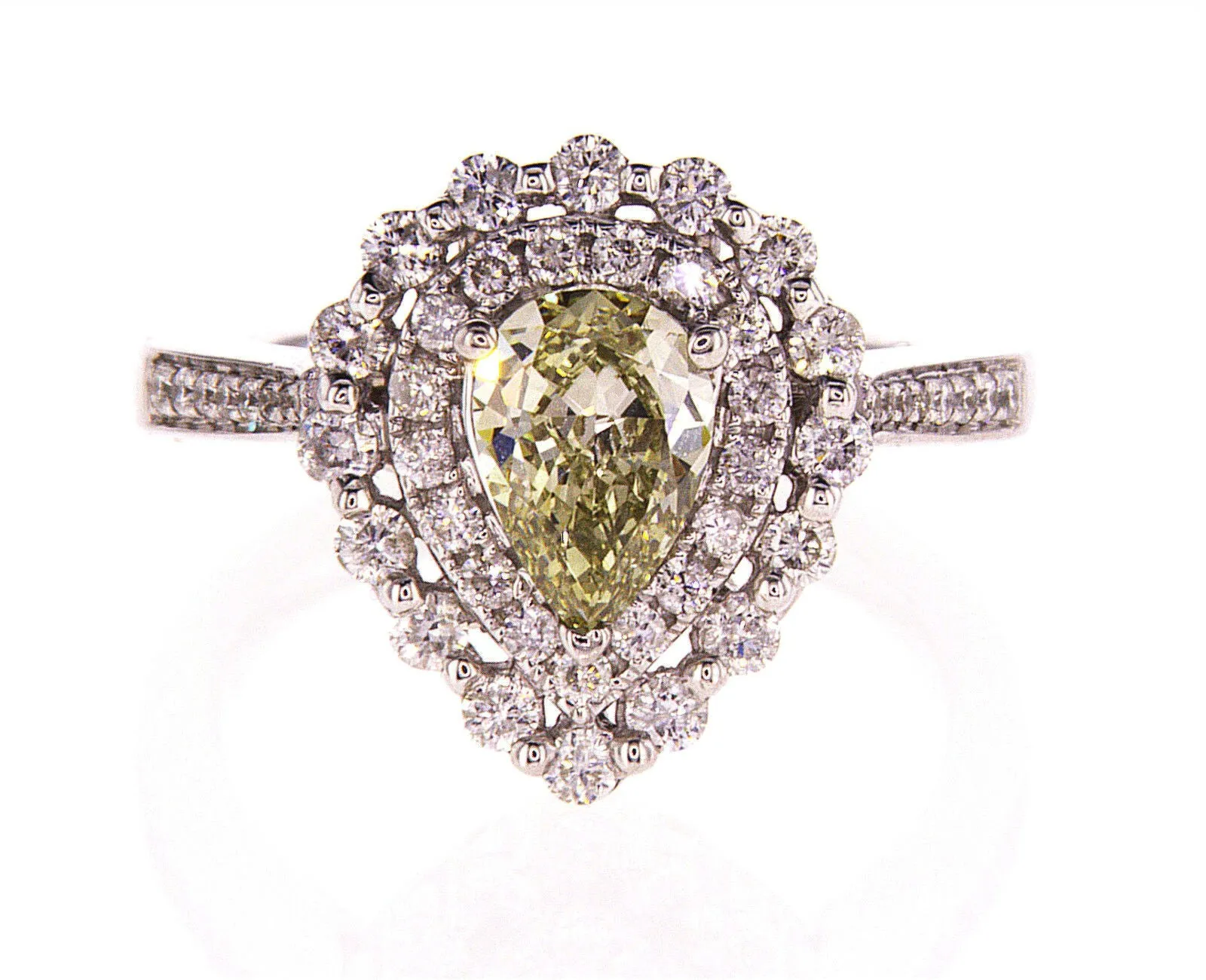 1.5CT Diamond Ring Natural Fancy Chameleon Color Pear Cut SI1 GIA Certified
