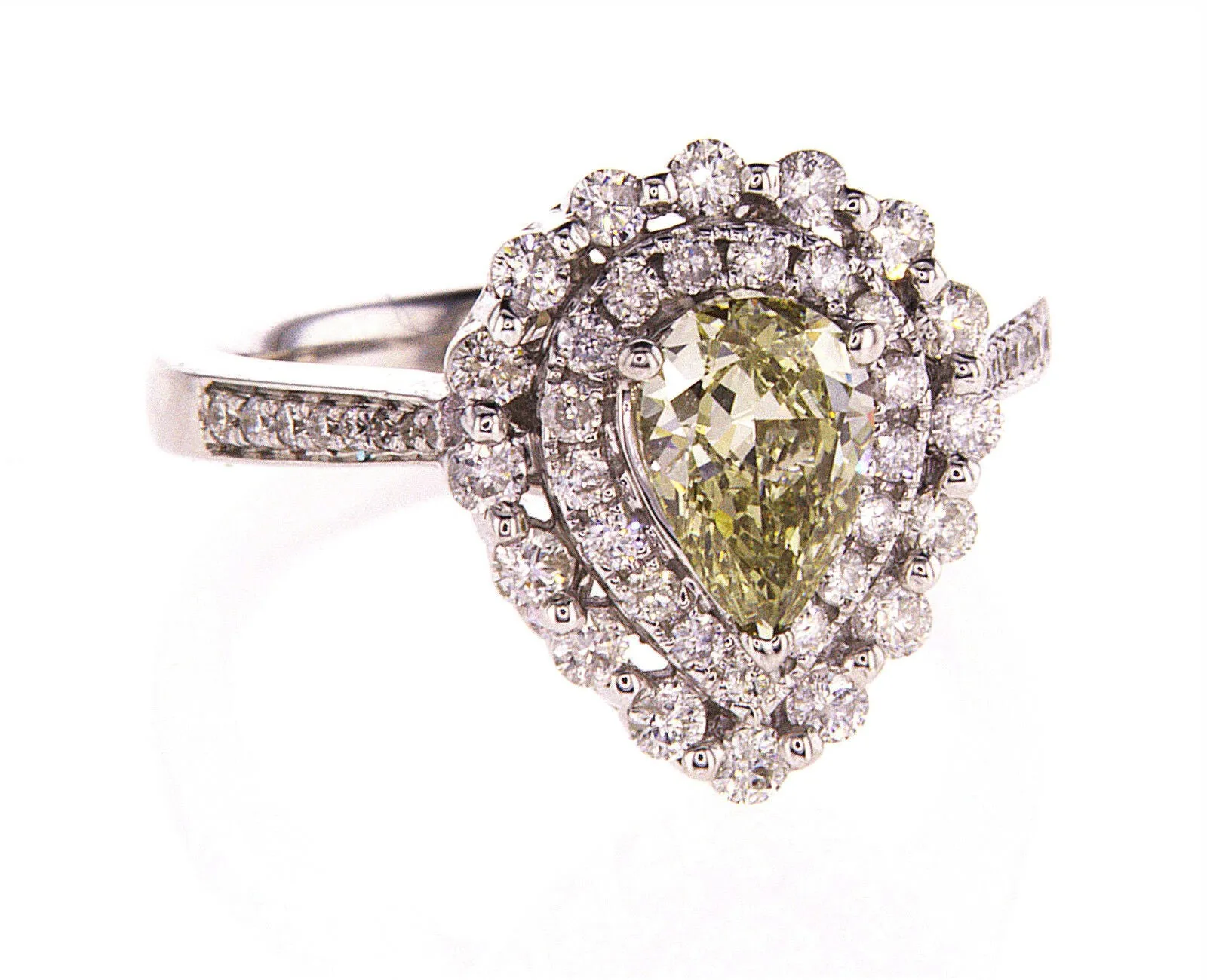 1.5CT Diamond Ring Natural Fancy Chameleon Color Pear Cut SI1 GIA Certified