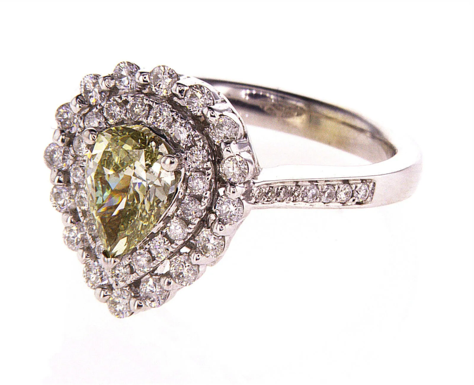 1.5CT Diamond Ring Natural Fancy Chameleon Color Pear Cut SI1 GIA Certified