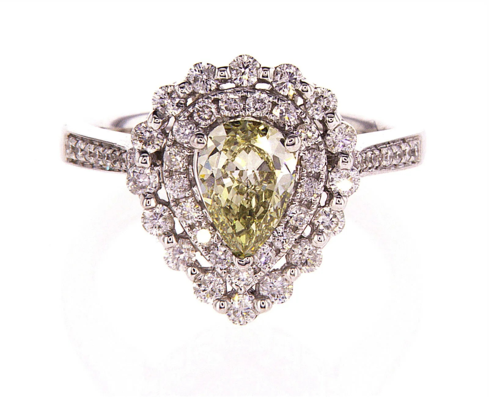 1.5CT Diamond Ring Natural Fancy Chameleon Color Pear Cut SI1 GIA Certified