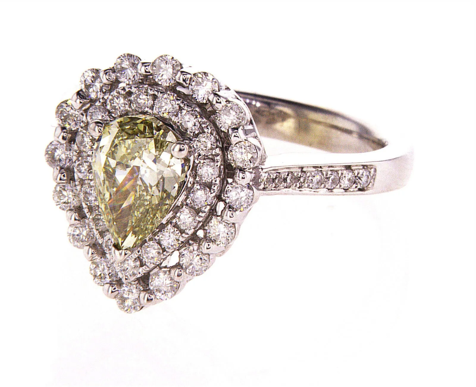 1.5CT Diamond Ring Natural Fancy Chameleon Color Pear Cut SI1 GIA Certified