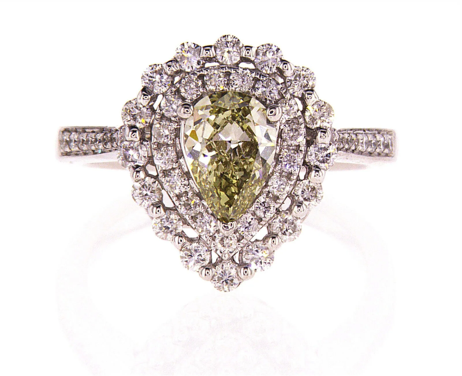 1.5CT Diamond Ring Natural Fancy Chameleon Color Pear Cut SI1 GIA Certified