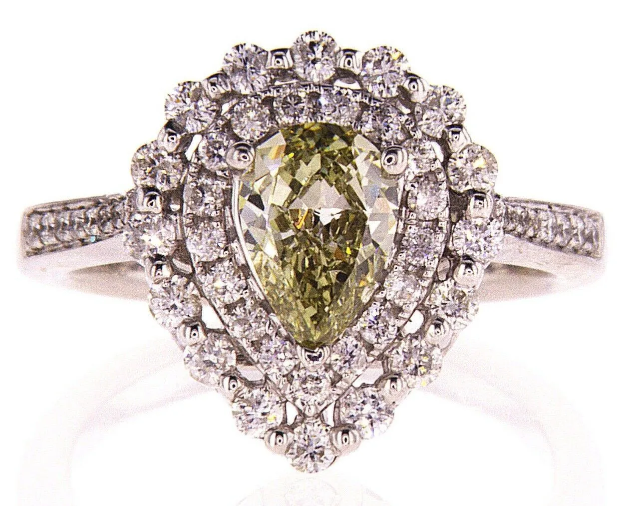 1.5CT Diamond Ring Natural Fancy Chameleon Color Pear Cut SI1 GIA Certified