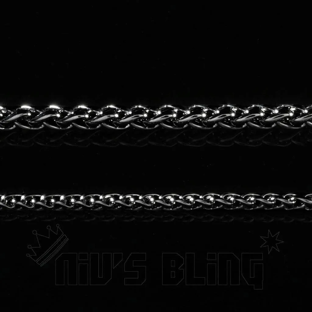 18K Black Gold Wheat Chain