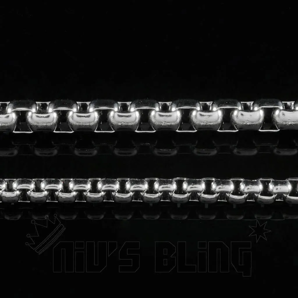 18K White Gold Round Box Chain