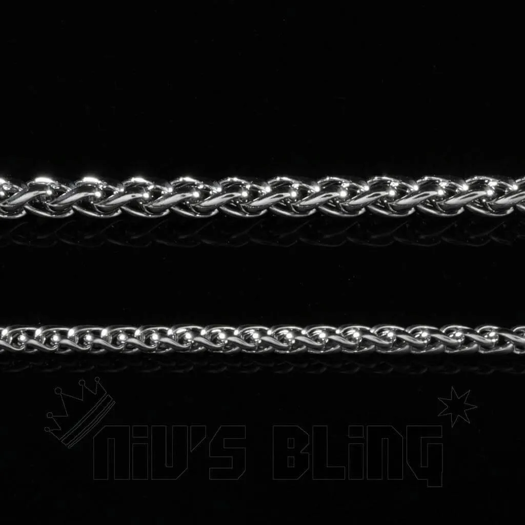 18K White Gold Wheat Chain