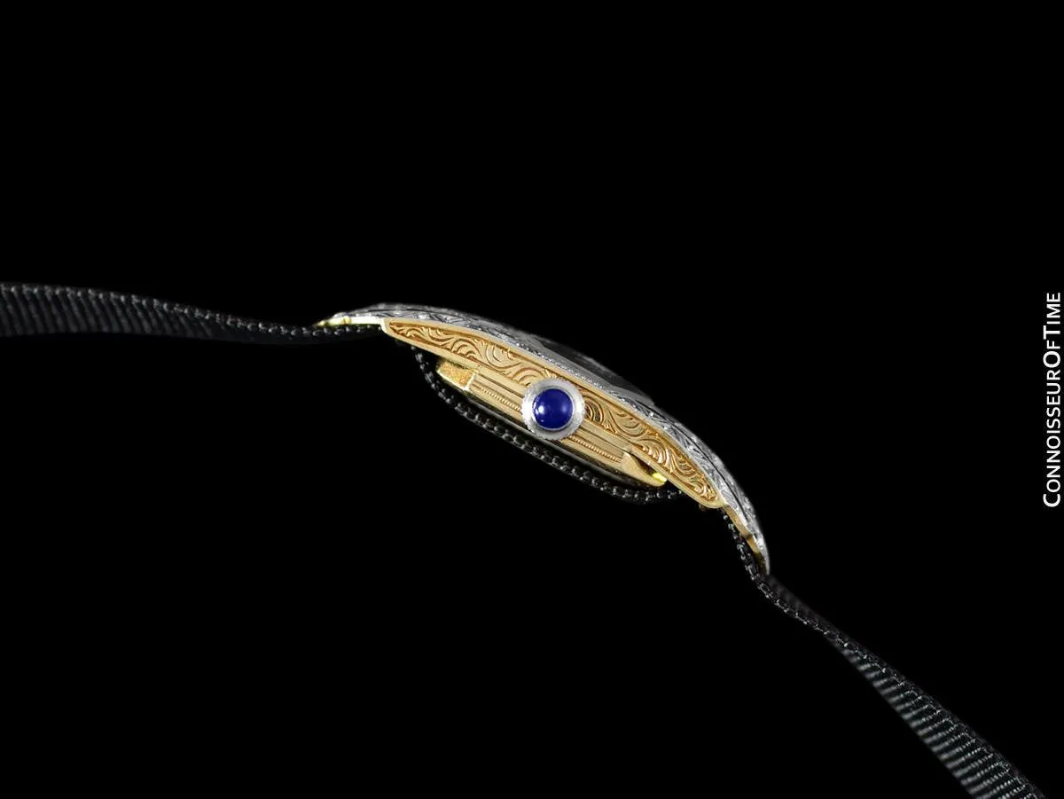 1920's Swiss Ancre Vintage Art Nouveau / Art Deco Ladies Watch - 18K Gold, Diamonds & Sapphires