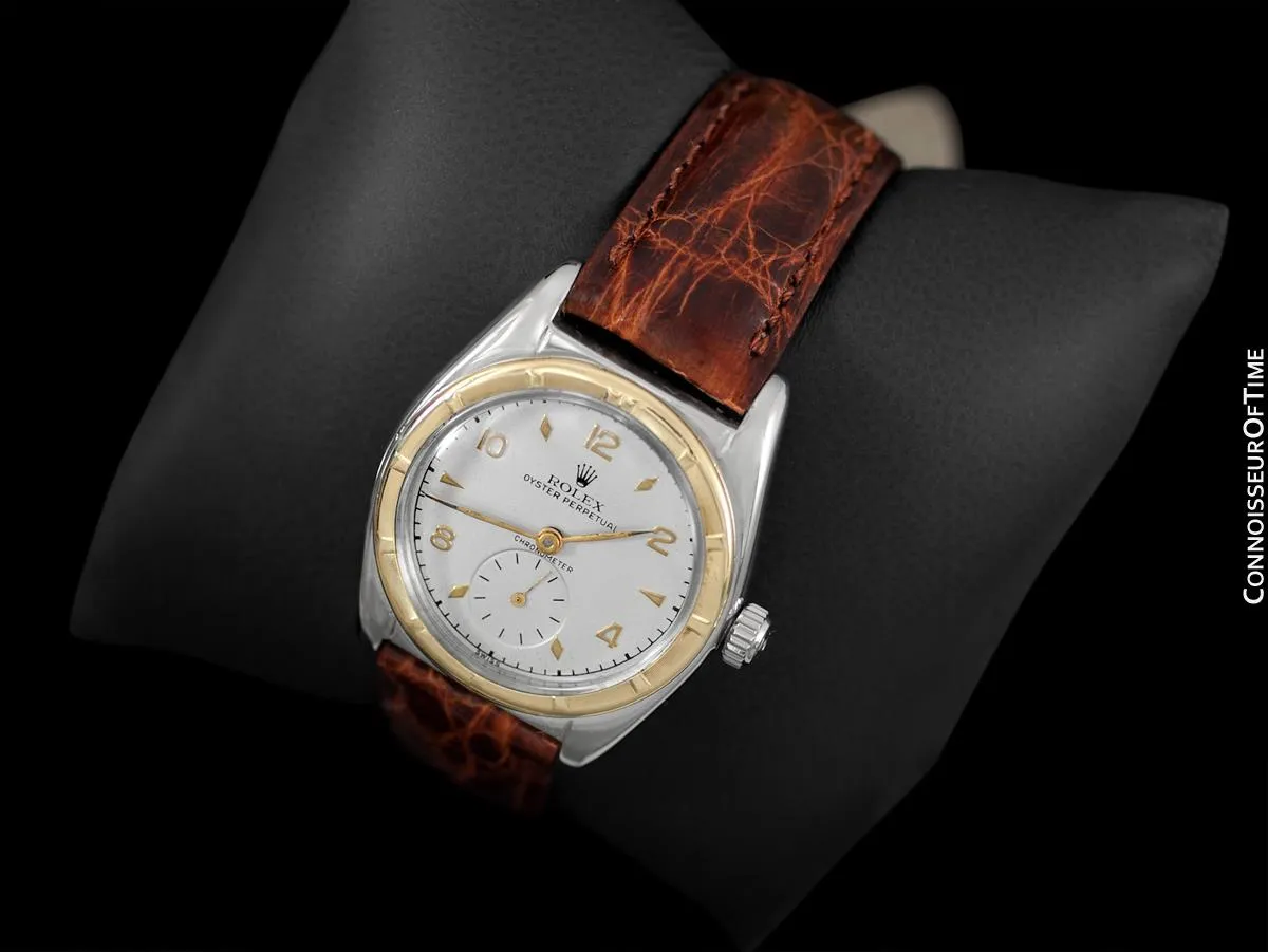 1948 Rolex Vintage Mens WWII Era Bubble Bubbleback, Ref. 5013 - Stainless Steel & 14K Gold