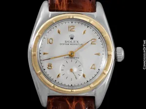 1948 Rolex Vintage Mens WWII Era Bubble Bubbleback, Ref. 5013 - Stainless Steel & 14K Gold