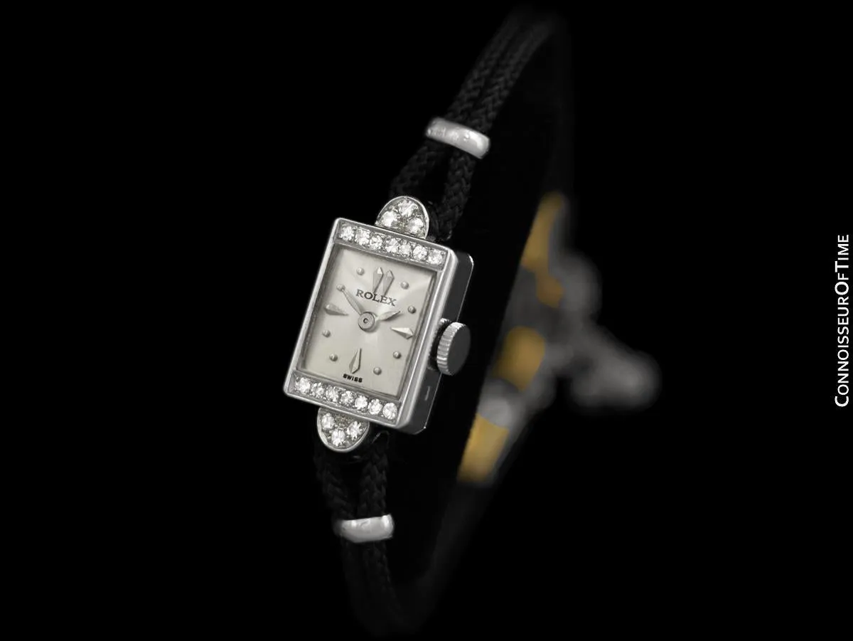 1950's Rolex Ladies Vintage Cocktail Watch - 18K White Gold & Diamonds