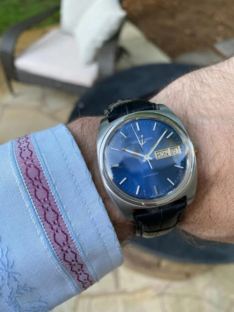 1960's Ulysse Nardin Vintage Mens Full Size Automatic Day Date Watch - Stainless Steel