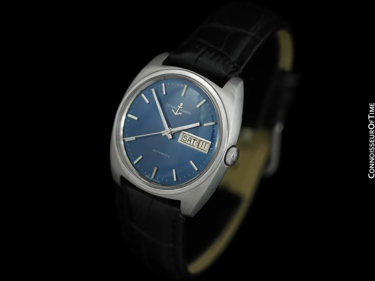 1960's Ulysse Nardin Vintage Mens Full Size Automatic Day Date Watch - Stainless Steel