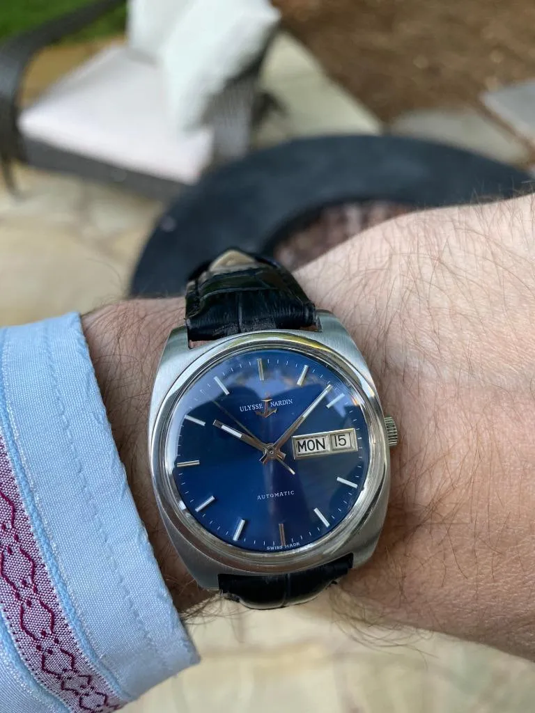 1960's Ulysse Nardin Vintage Mens Full Size Automatic Day Date Watch - Stainless Steel