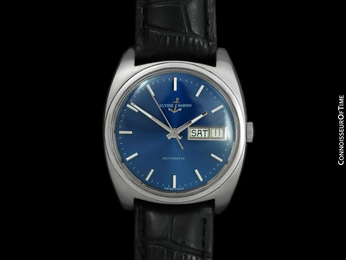 1960's Ulysse Nardin Vintage Mens Full Size Automatic Day Date Watch - Stainless Steel