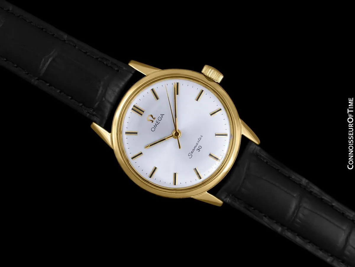 1962 Omega Seamaster 30 Vintage Mens Handwound Watch, Larger Model - 18K Gold Plated & Stainless Steel