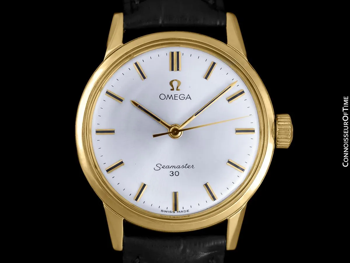 1962 Omega Seamaster 30 Vintage Mens Handwound Watch, Larger Model - 18K Gold Plated & Stainless Steel