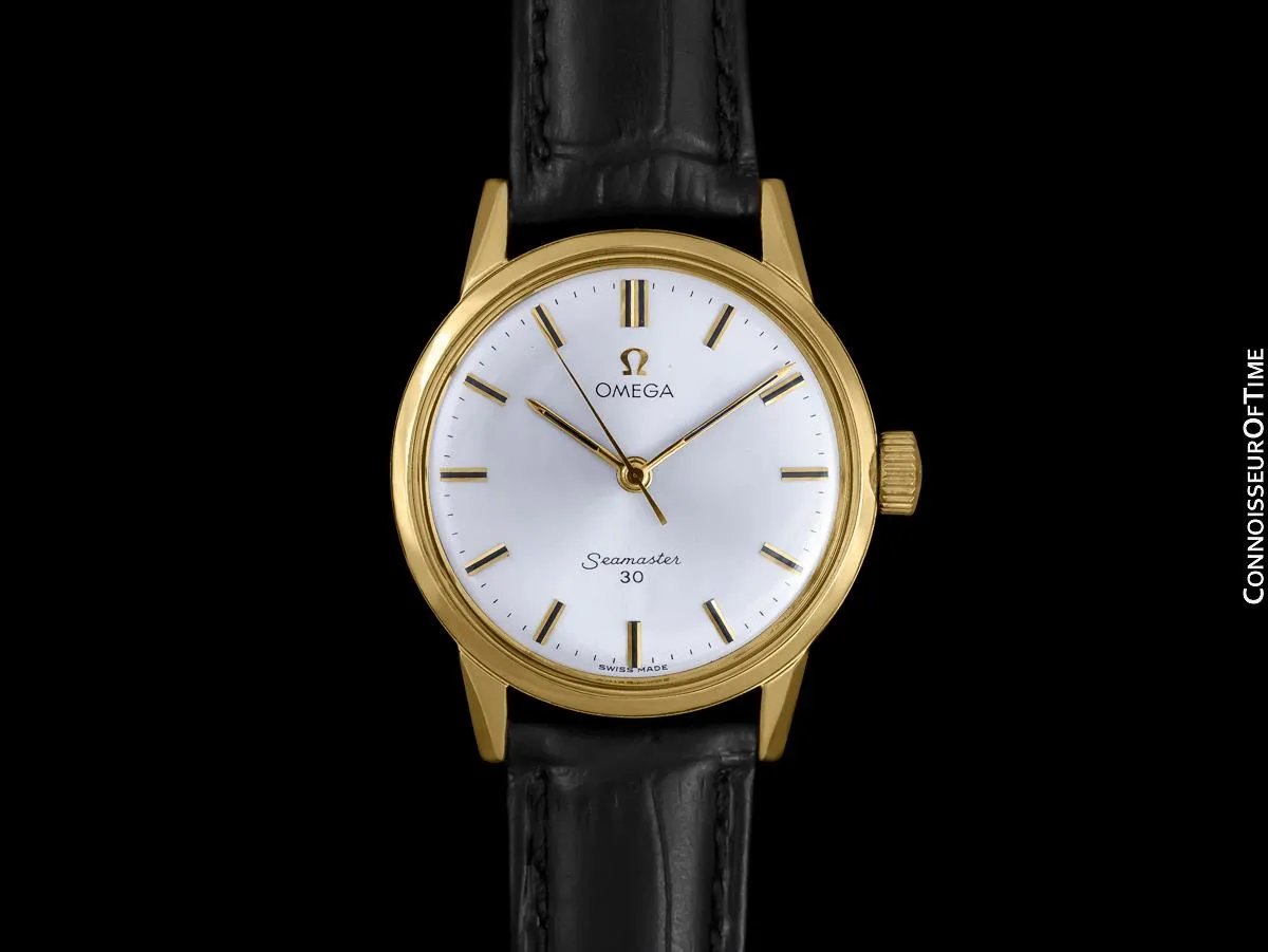 1962 Omega Seamaster 30 Vintage Mens Handwound Watch, Larger Model - 18K Gold Plated & Stainless Steel