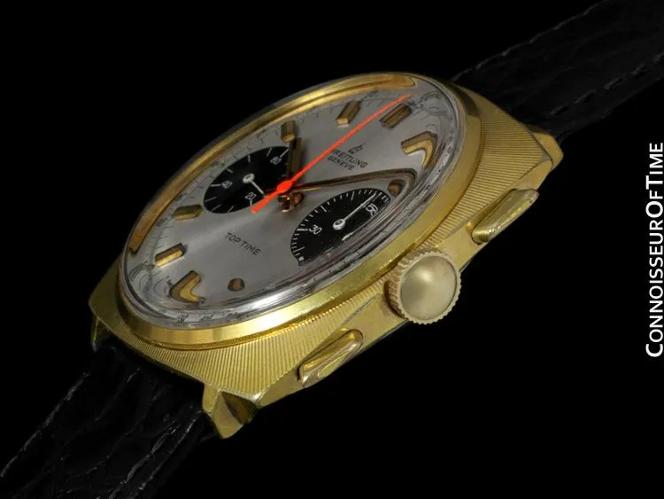1969 Breitling Top Time Vintage Large Pilots Panda Dial Chronograph - 14K Gold Filled & Stainless Steel