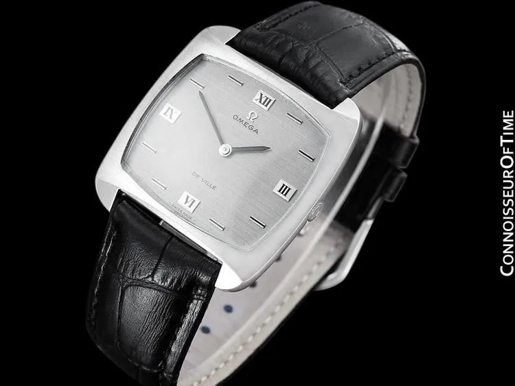 1970 Omega De Ville Full Size Mens Retro Ultra Thin TV Watch - Stainless Steel