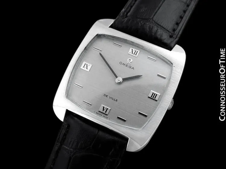 1970 Omega De Ville Full Size Mens Retro Ultra Thin TV Watch - Stainless Steel