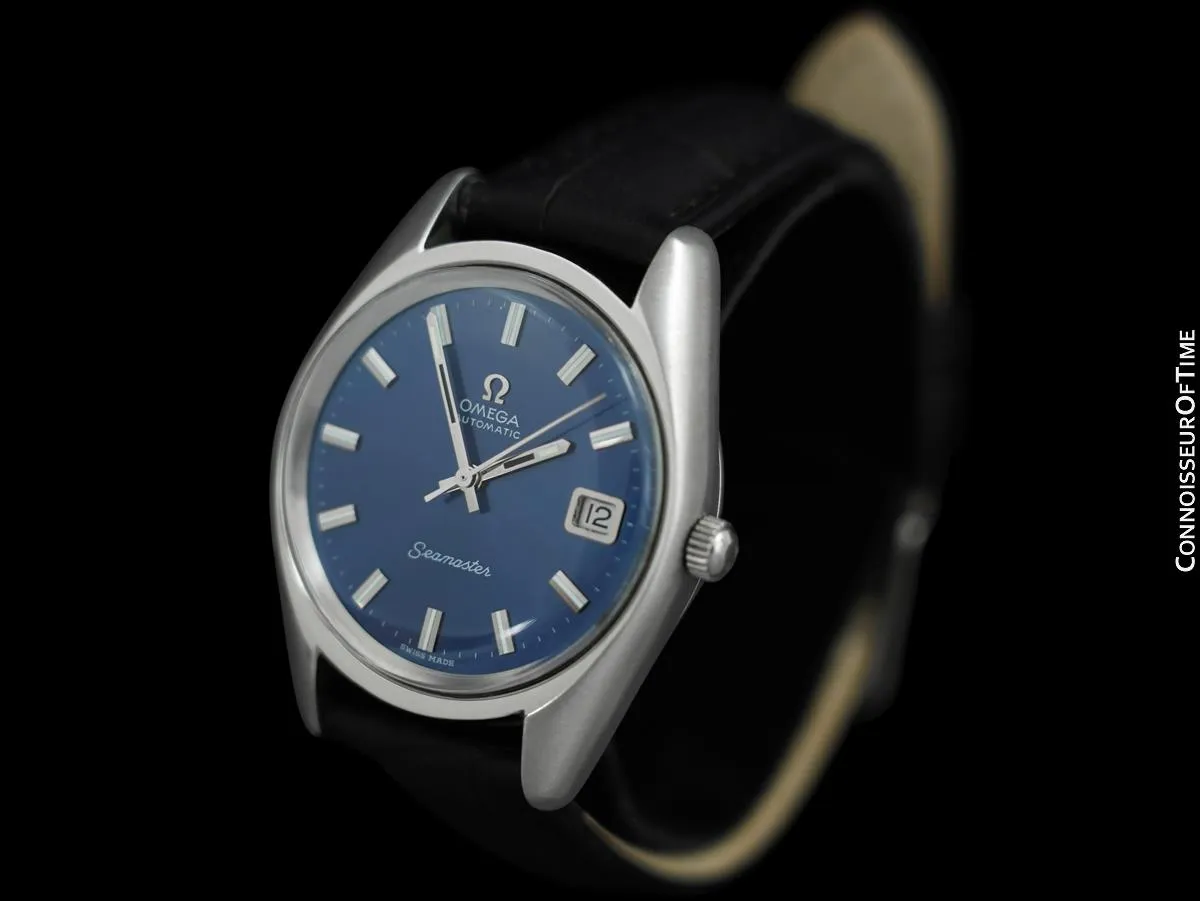 1970 Omega Seamaster Mens Vintage Watch with Automatic Cal. 565 Movement and Royal Blue Dial - Stainless Steel