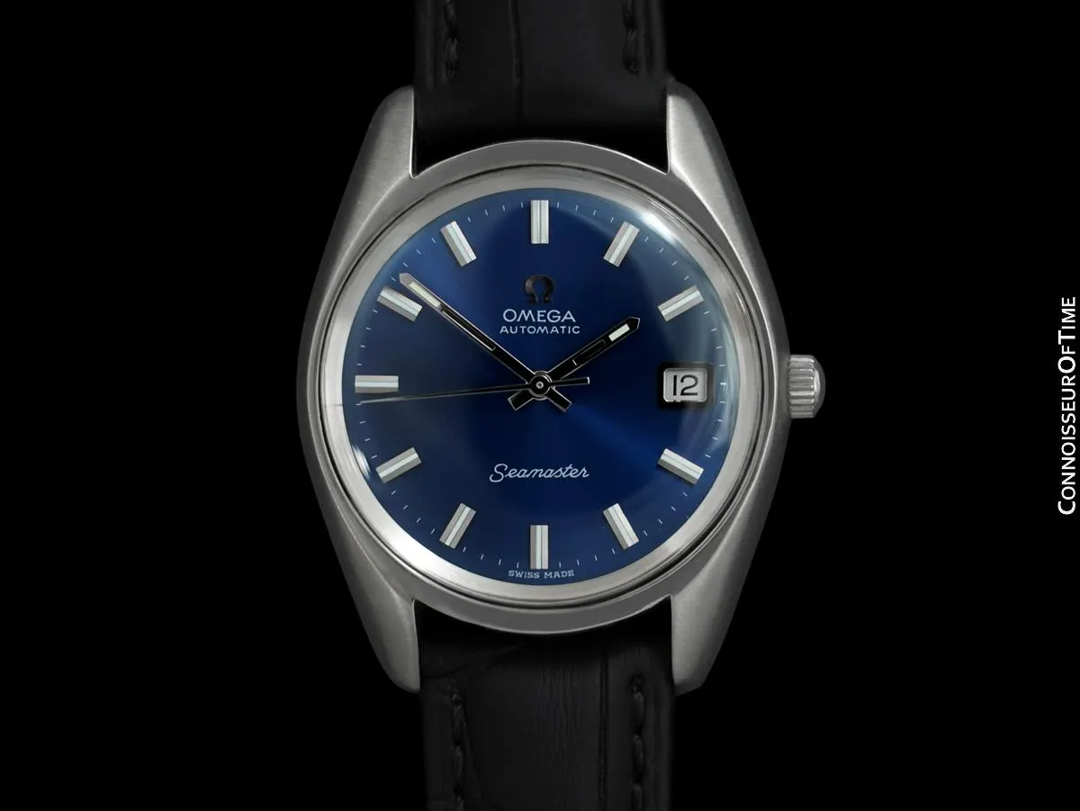 1970 Omega Seamaster Mens Vintage Watch with Automatic Cal. 565 Movement and Royal Blue Dial - Stainless Steel
