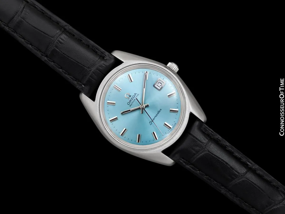 1970 Omega Seamaster Mens Vintage Watch with Cal. 565 Movement and Tiffany Blue Dial - Stainless Steel
