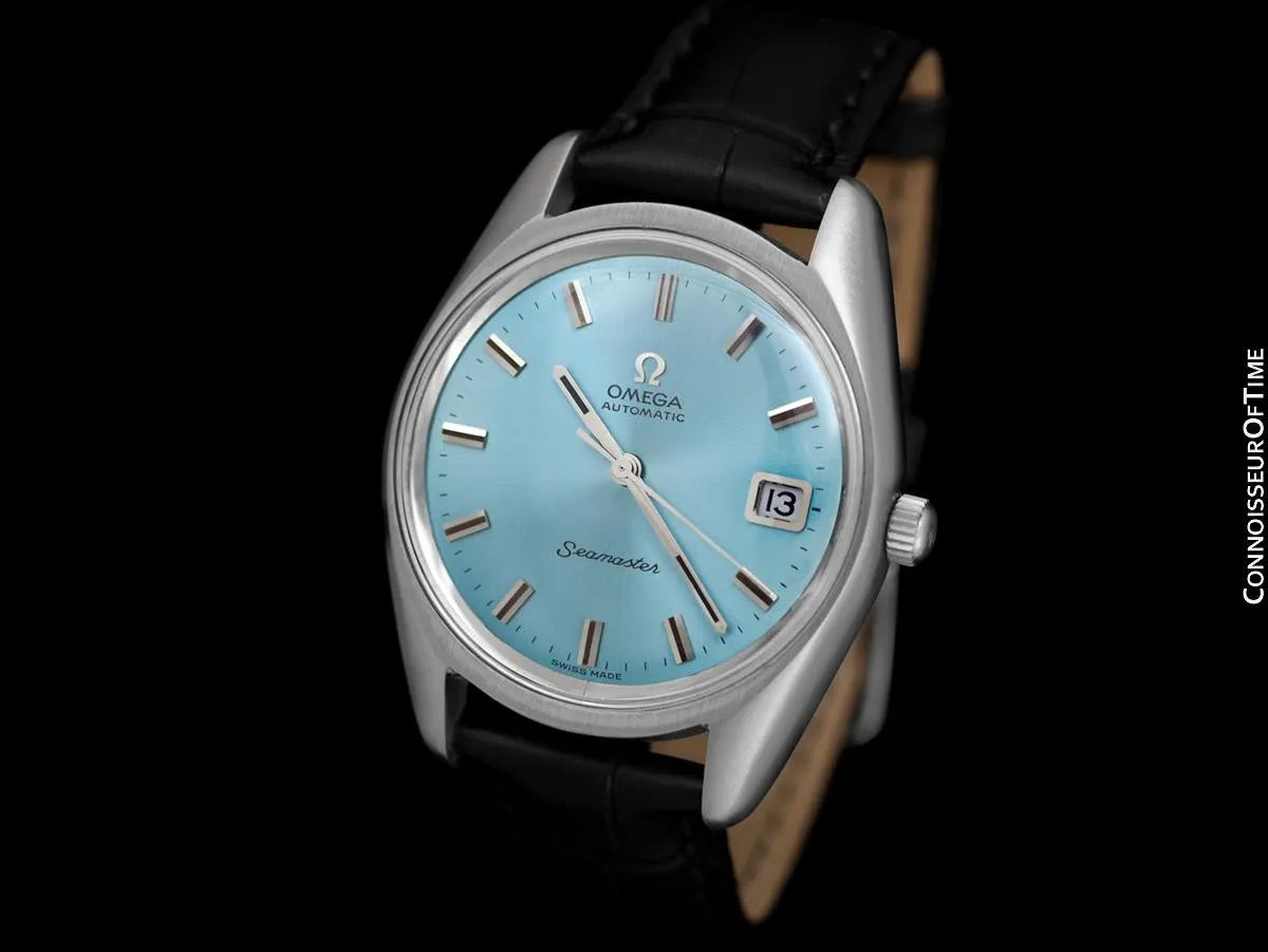 1970 Omega Seamaster Mens Vintage Watch with Cal. 565 Movement and Tiffany Blue Dial - Stainless Steel