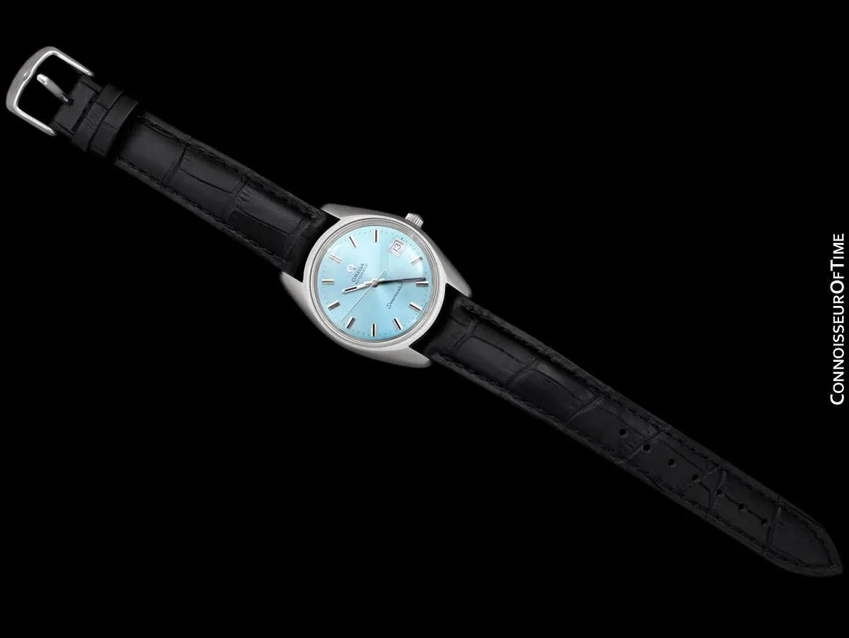 1970 Omega Seamaster Mens Vintage Watch with Cal. 565 Movement and Tiffany Blue Dial - Stainless Steel