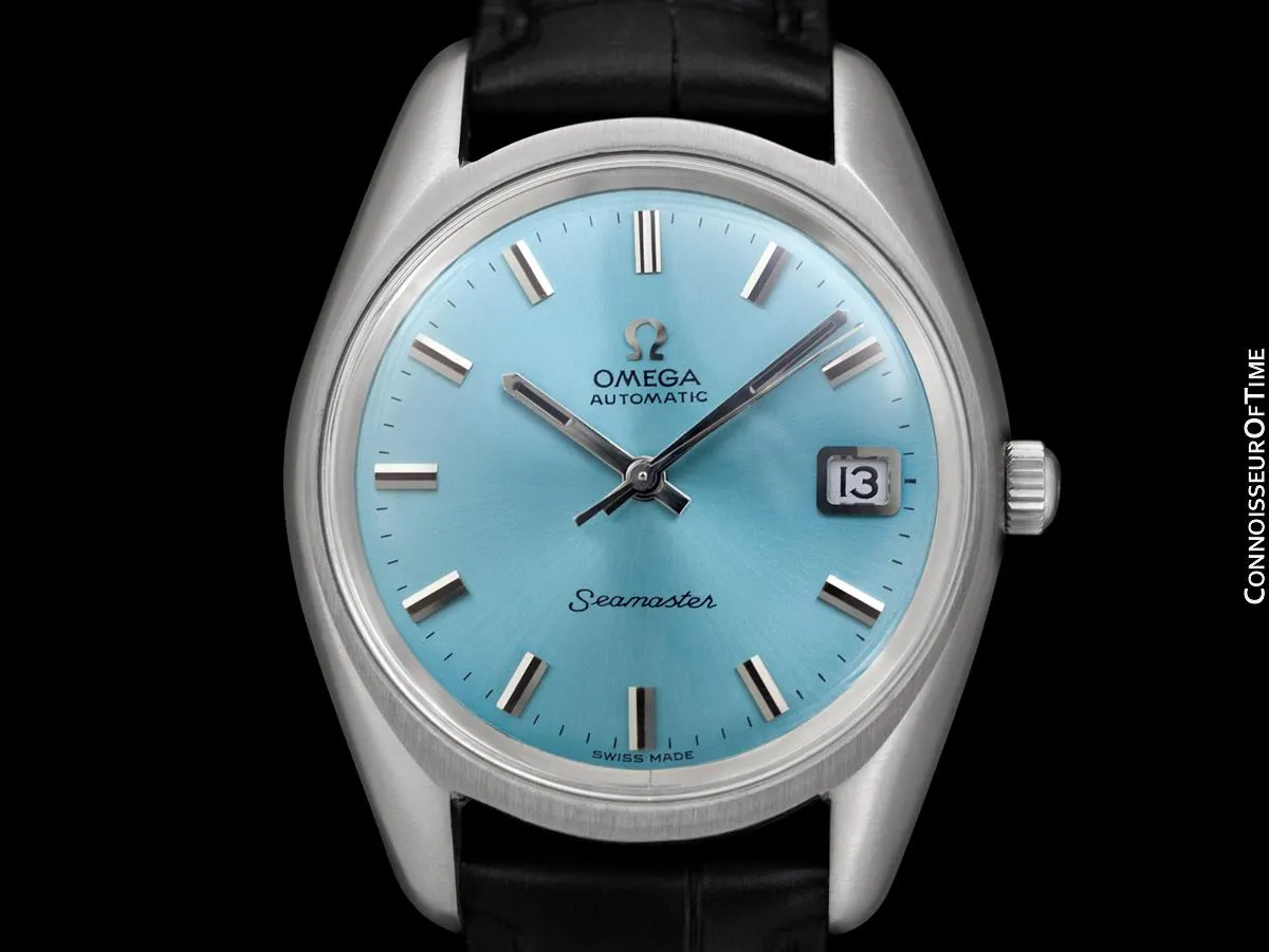 1970 Omega Seamaster Mens Vintage Watch with Cal. 565 Movement and Tiffany Blue Dial - Stainless Steel