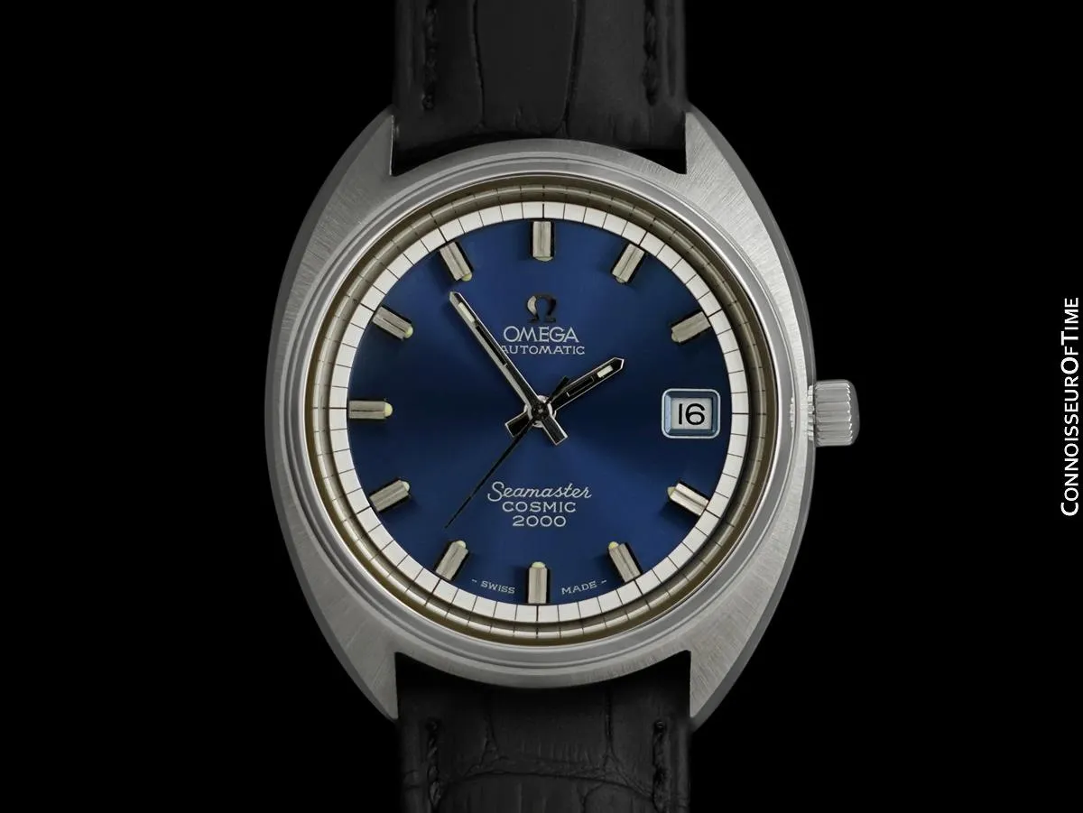 1970's Omega Seamaster Cosmic 2000 Vintage Large Retro Mens Dive Watch, Date - Stainless Steel