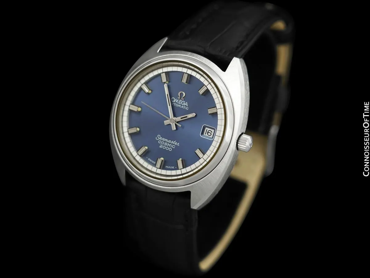 1970's Omega Seamaster Cosmic 2000 Vintage Large Retro Mens Dive Watch, Date - Stainless Steel