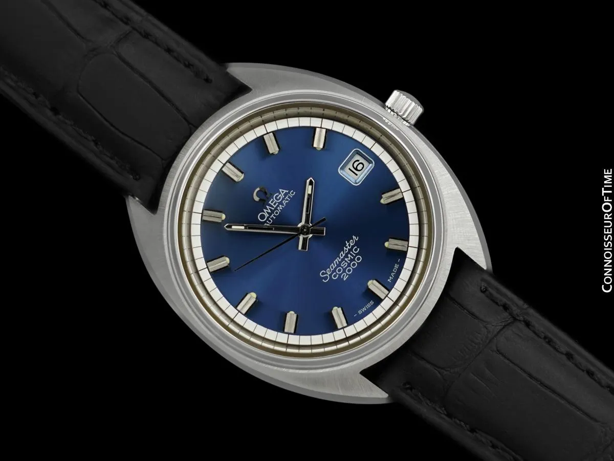 1970's Omega Seamaster Cosmic 2000 Vintage Large Retro Mens Dive Watch, Date - Stainless Steel