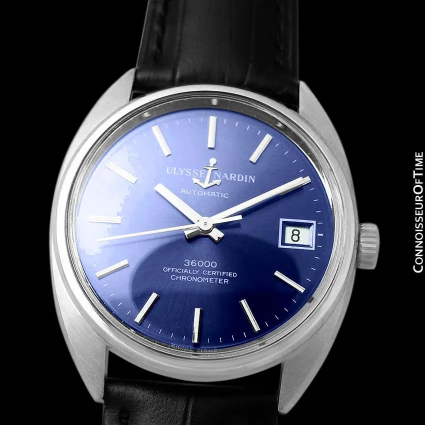 1970's Ulysse Nardin Vintage Mens Automatic 36,000 BPH Watch, Stainless Steel - Officially Certified Chronometer
