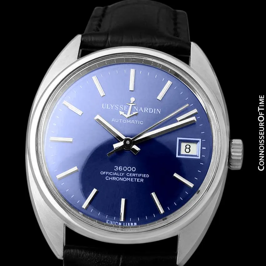 1970's Ulysse Nardin Vintage Mens Automatic 36,000 BPH Watch, Stainless Steel - Officially Certified Chronometer