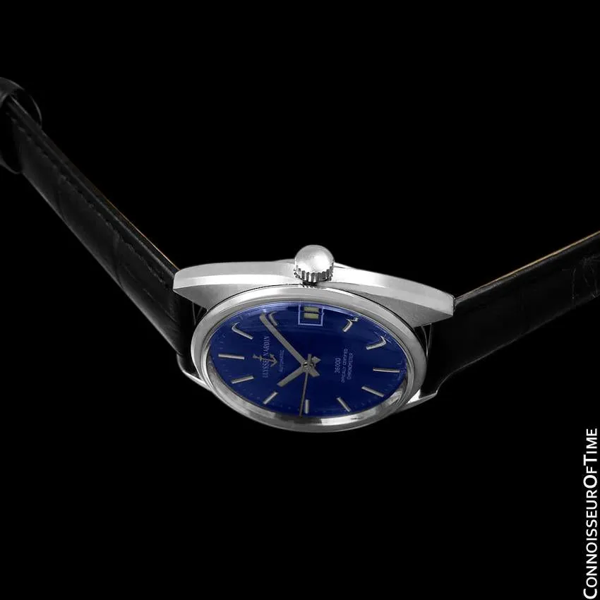 1970's Ulysse Nardin Vintage Mens Automatic 36,000 BPH Watch, Stainless Steel - Officially Certified Chronometer