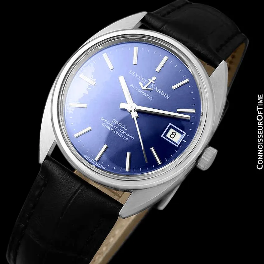 1970's Ulysse Nardin Vintage Mens Automatic 36,000 BPH Watch, Stainless Steel - Officially Certified Chronometer