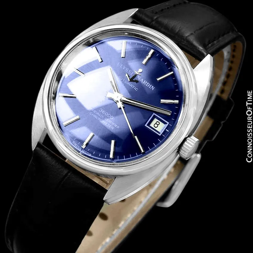 1970's Ulysse Nardin Vintage Mens Automatic 36,000 BPH Watch, Stainless Steel - Officially Certified Chronometer