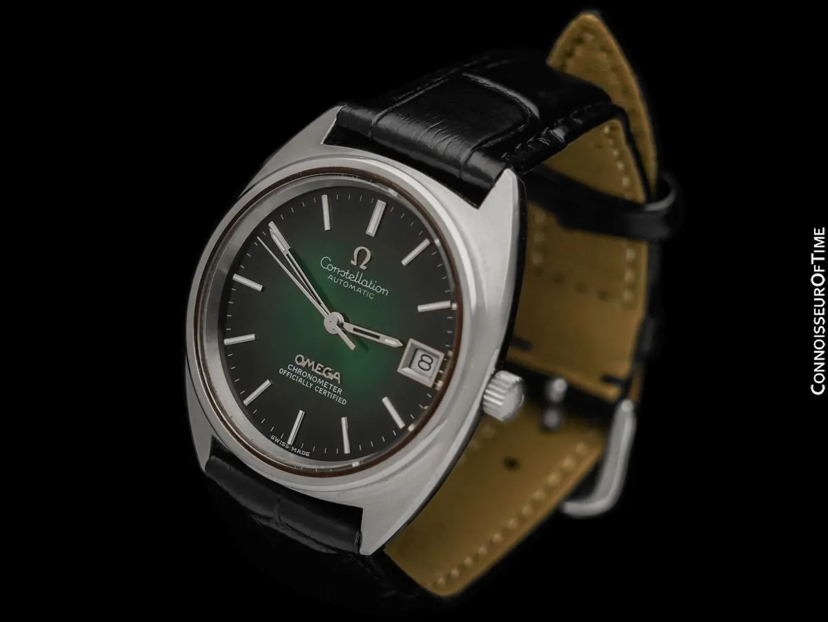 1971 Omega Constellation "C" Chronometer Vintage Mens Watch with Green Dial - Stainless Steel