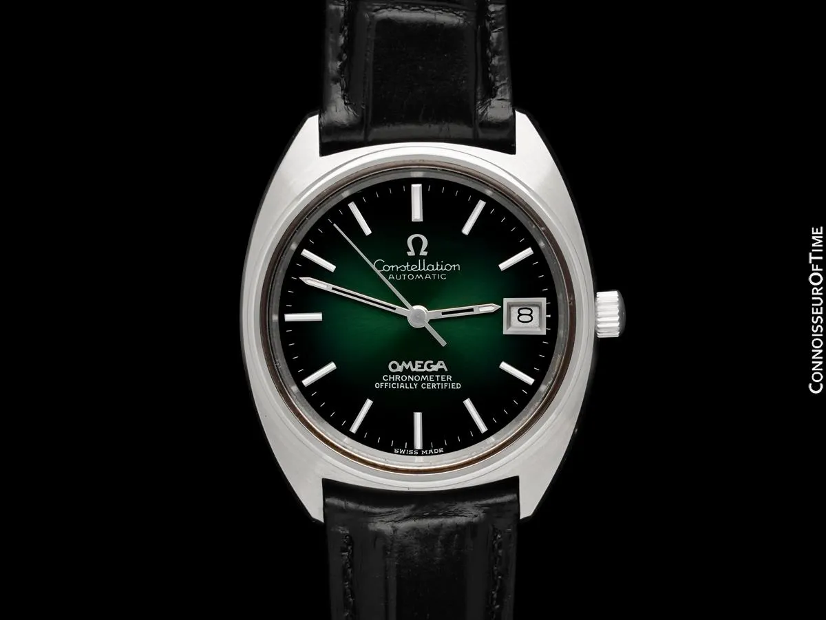 1971 Omega Constellation "C" Chronometer Vintage Mens Watch with Green Dial - Stainless Steel