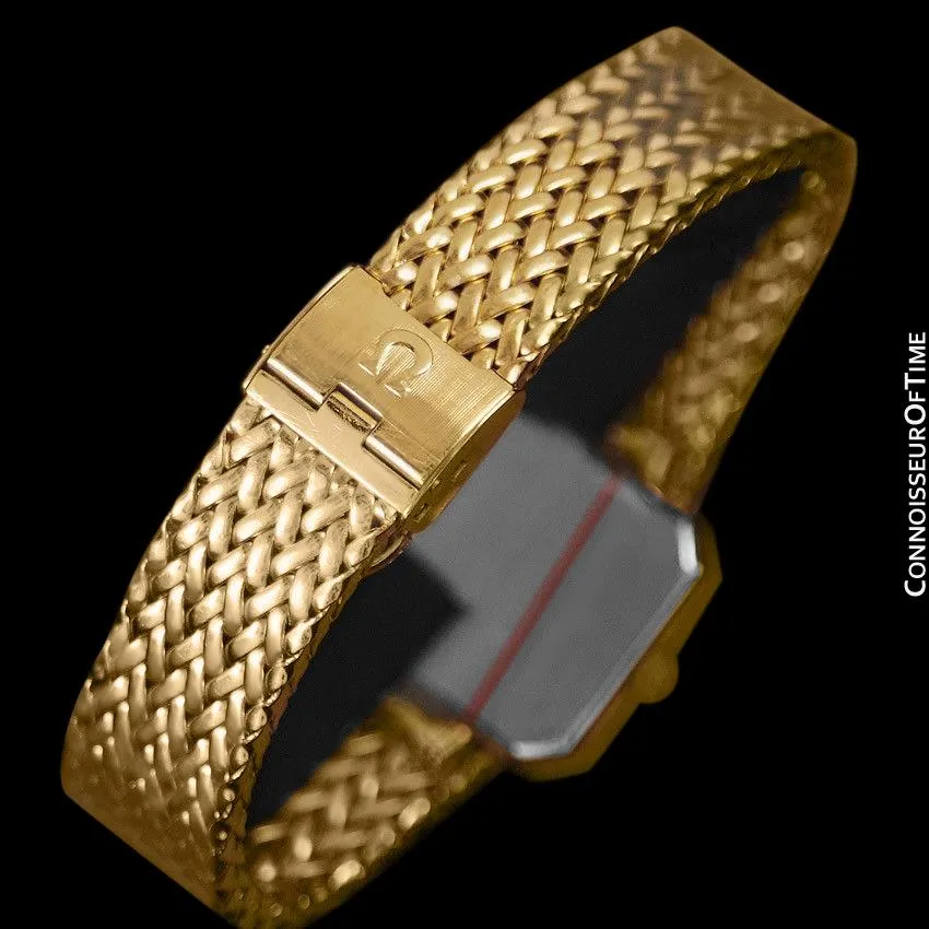 1971 Omega De Ville Mens Midsize "Emerald" Modern Watch By Andrew Grima - 18K Gold Plated and Stainless Steel